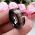 Men's 8mm Tungsten Deer Antler Whiskey Barrel Wood Inlay Engagement Wedding Band